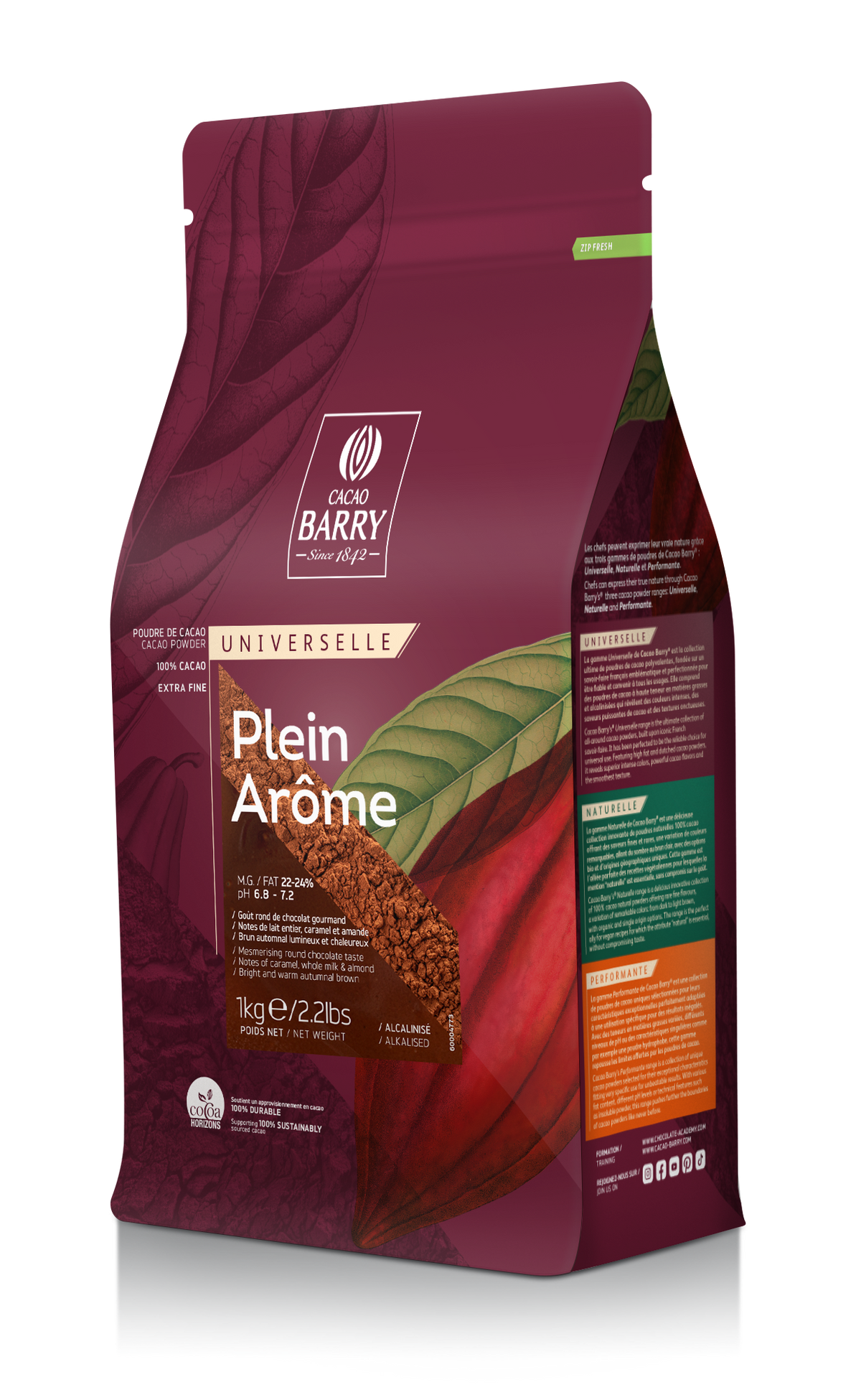 Cacao en Polvo 100% 1kg. - Callebaut