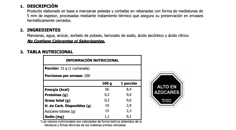 Manzanas Slice Mel Alimentos 3kg