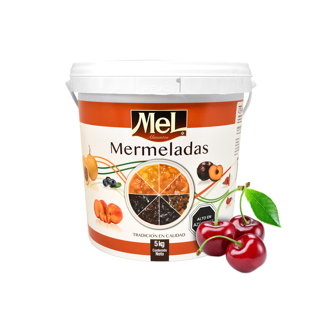 Balde 5kg mermelada guinda ácida Mel Alimentos, calidad premium, uso profesional