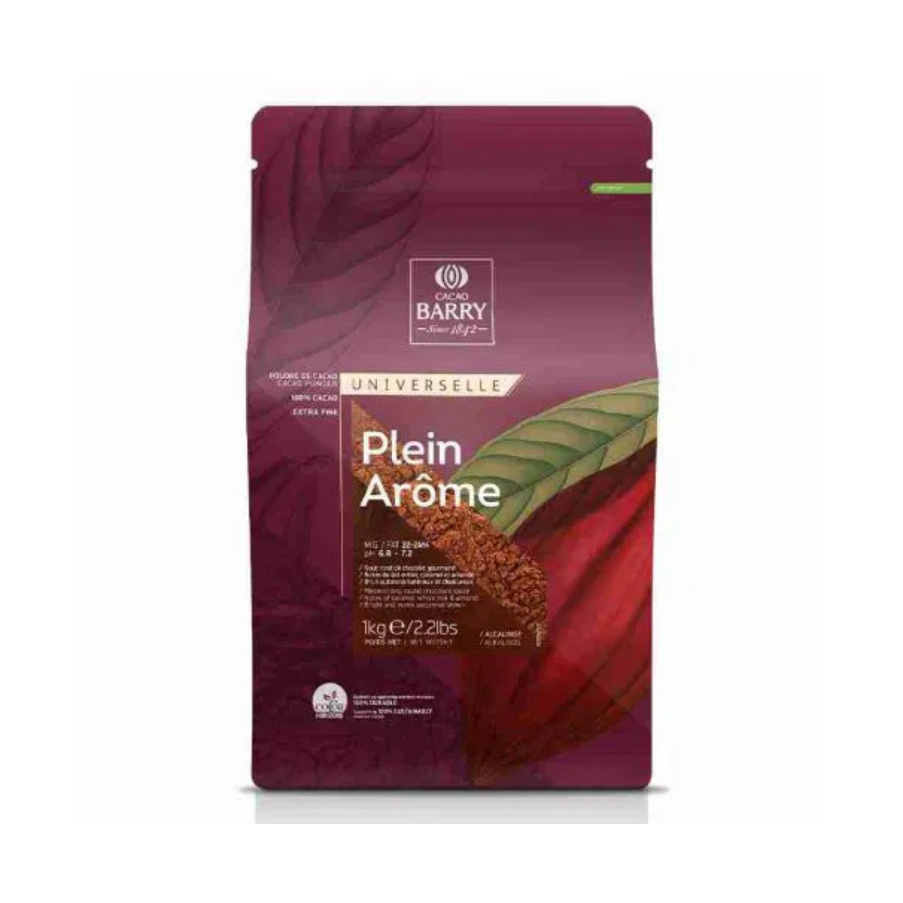 Bolsa 1kg Cacao 100% natural alcalinizado Barry Callebaut