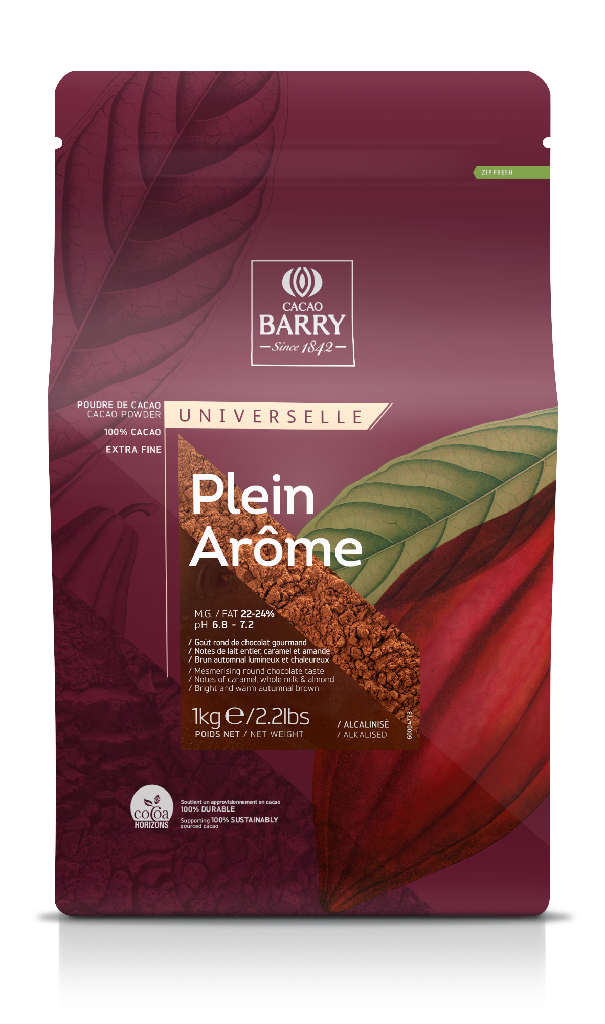 Cacao en Polvo 100% 1kg. - Callebaut