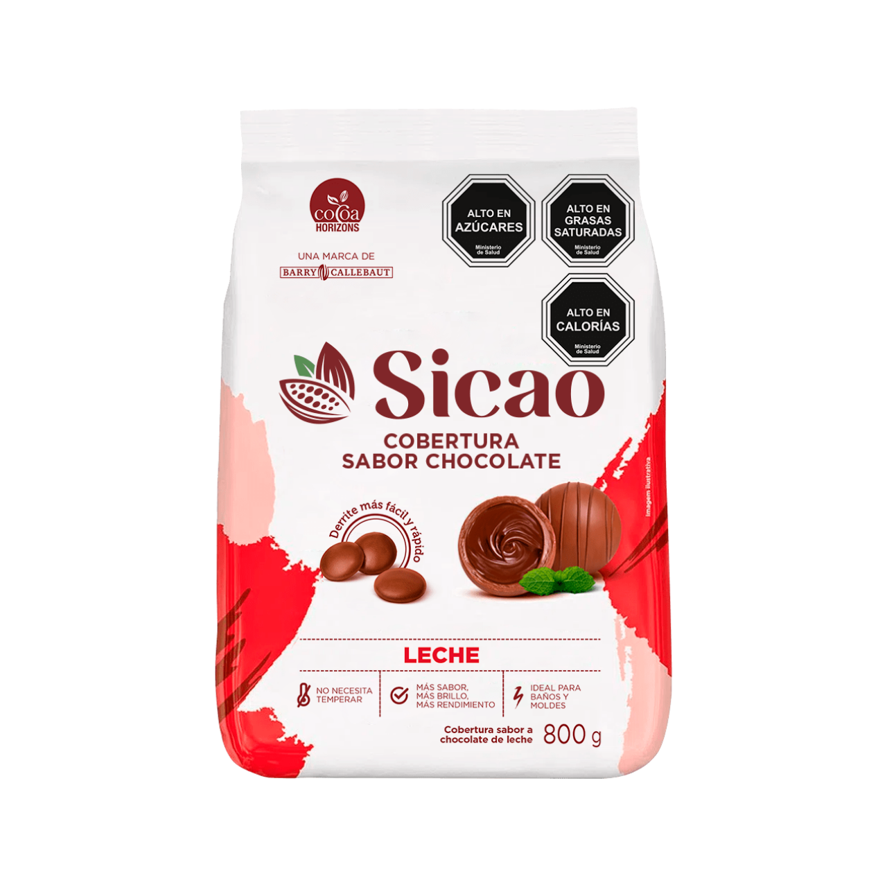 Bolsa 800 g de cobertura chocolate leche marca Sicao