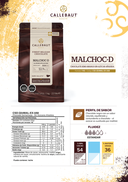 Chocolate Semi Amargo Sin Azúcar (Malchoc-D) - Callebaut