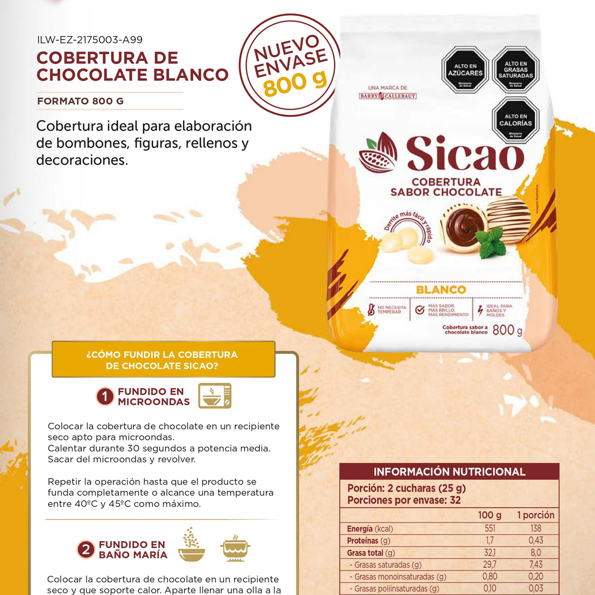 Cobertura Sicao Blanco 800gr