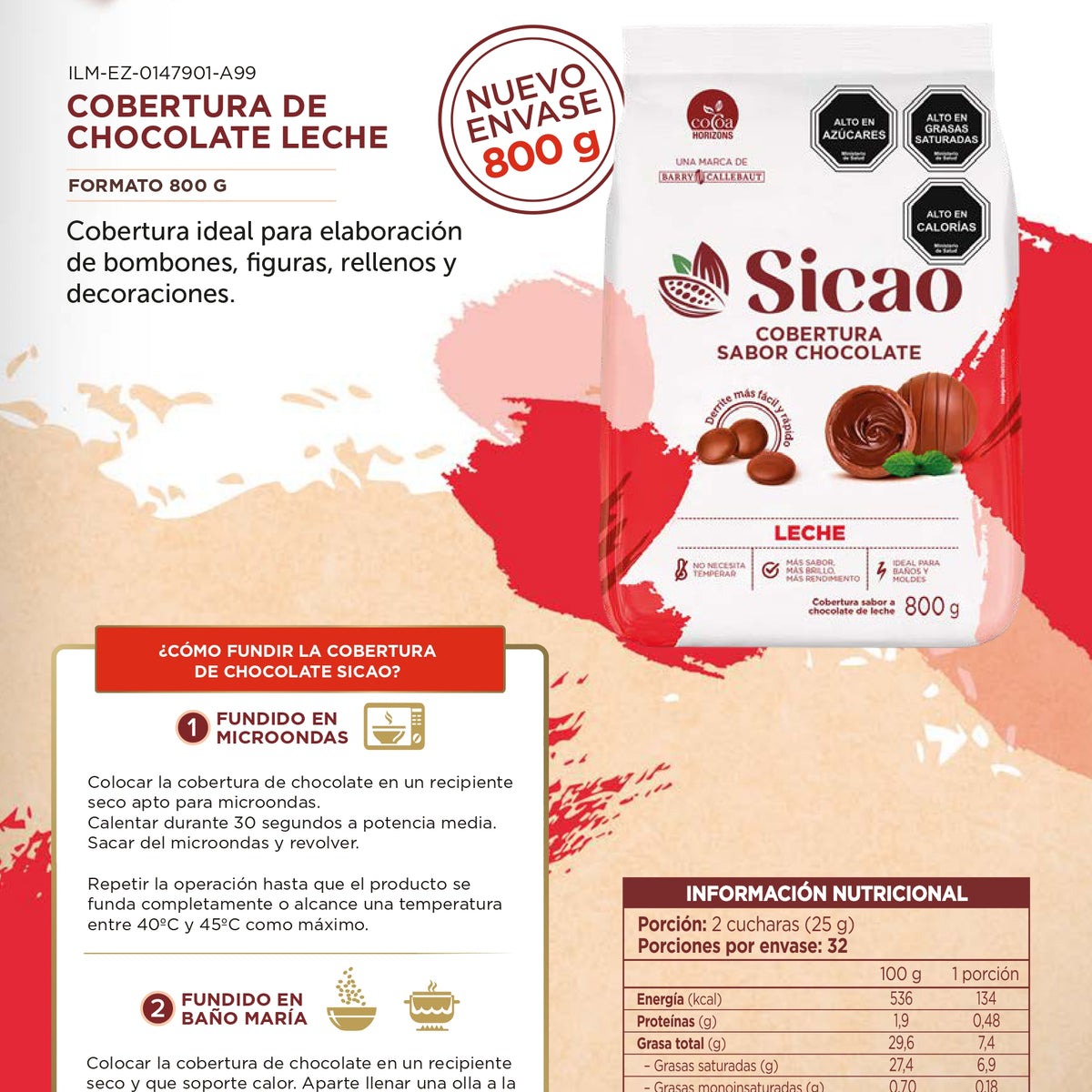 Cobertura Sicao Leche 800gr