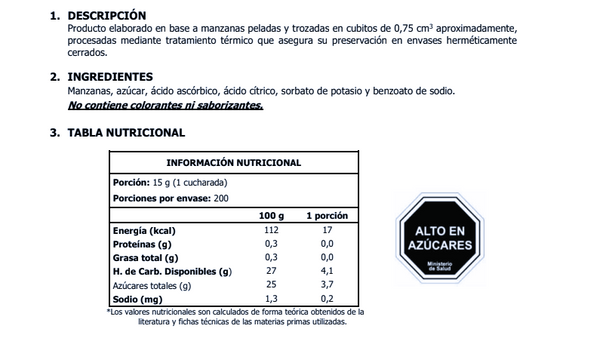 Manzana Filling Mel Alimentos 3kg