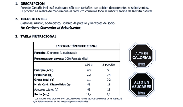 Puré de Castañas Mel Alimentos 1kg.