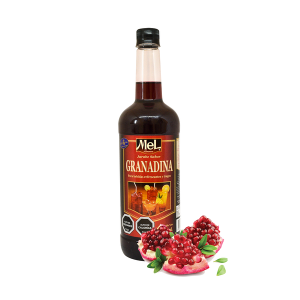 Botella 1 litro de Jarabe de Granadina Mel Alimentos, ideal para cocktails