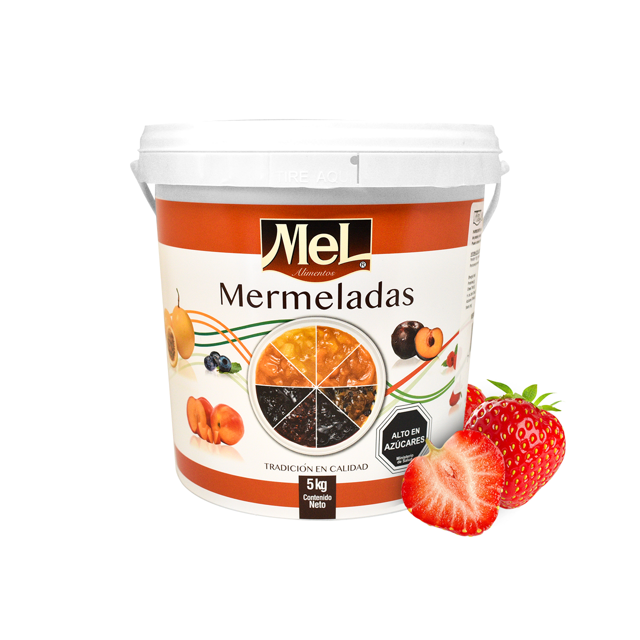 Mermelada frutilla balde 5kg mel alimentos para pastelería